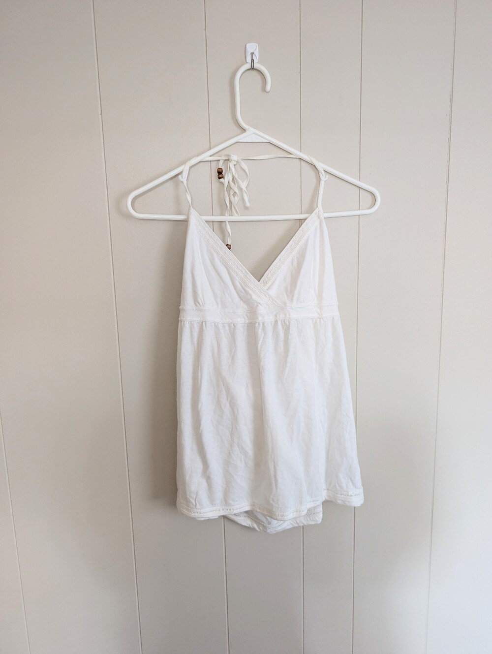 Y2K Aéropostale White Eyelet Halter Babydoll Cami top Size Large